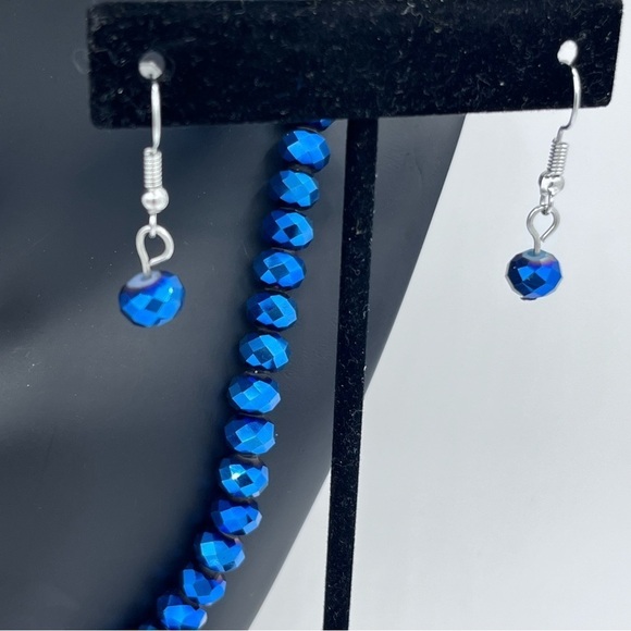 Faceted Rondelles Bead Necklace with Earrings Set - Picture 4 of 8